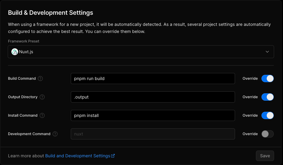 Vercel Nuxt Deployment Config
